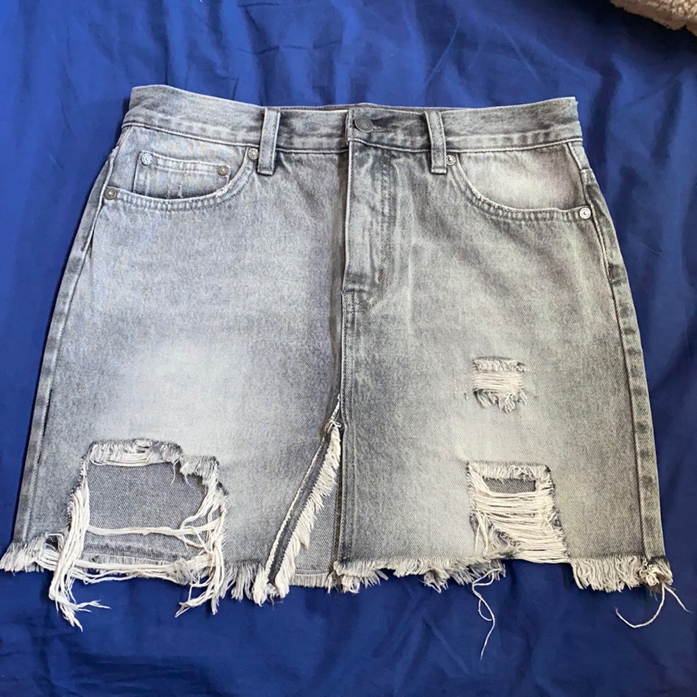 Free People ripped denim skirt